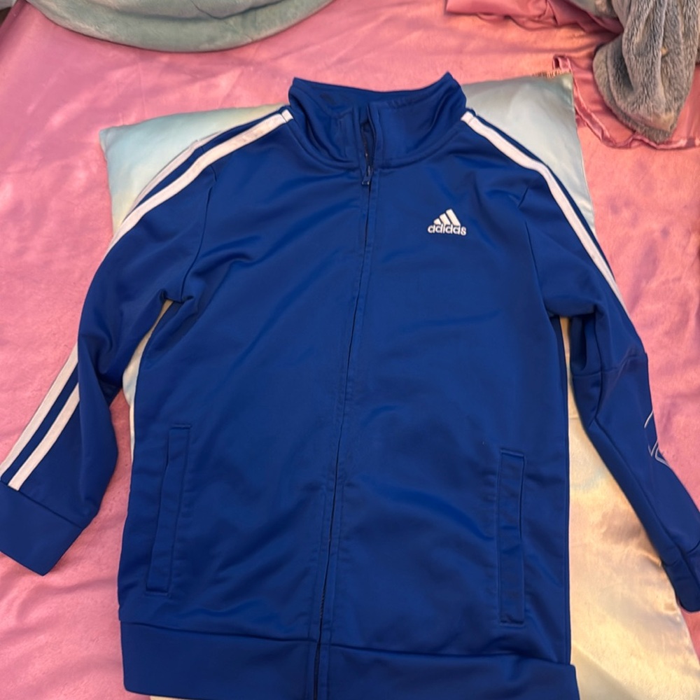 Youth adidas track jacket bright blue 7